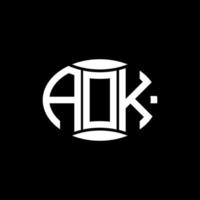 création de logo cercle monogramme abstrait aok sur fond noir. aok logo de lettre initiales créatives uniques. vecteur