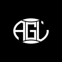 création de logo cercle monogramme abstrait agl sur fond noir. agl logo de lettre initiales créatives uniques. vecteur