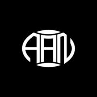 création de logo de cercle de monogramme abstrait aan sur fond noir. un logo de lettre d'initiales créative unique. vecteur