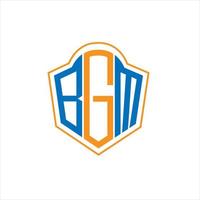 création de logo de bouclier de monogramme abstrait bgm sur fond blanc. logo de lettre initiales créatives bgm. vecteur