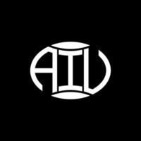 création de logo cercle monogramme abstrait aiu sur fond noir. logo de lettre initiales créatives aiu unique. vecteur