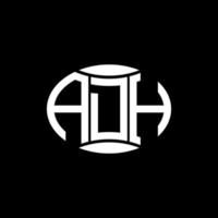 création de logo cercle monogramme abstrait adh sur fond noir. adh logo de lettre d'initiales créative unique. vecteur
