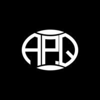 création de logo de cercle de monogramme abstrait apq sur fond noir. apq logo unique de lettre initiales créatives. vecteur