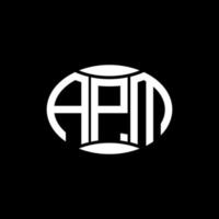 création de logo cercle monogramme abstrait apm sur fond noir. apm logo unique de lettre initiales créatives. vecteur