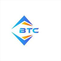 création de logo de technologie abstraite btc sur fond blanc. concept de logo de lettre initiales créatives btc. vecteur