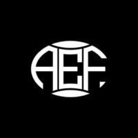 création de logo de cercle de monogramme abstrait aef sur fond noir. aef logo de lettre d'initiales créative unique. vecteur