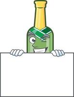 caricature de bouteille de champagne vert vecteur
