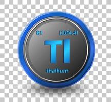 élément chimique de thallium. symbole chimique avec numéro atomique et masse atomique. vecteur