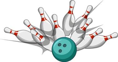 style de dessin animé de grève de bowling isolé sur fond blanc