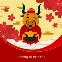 gong xi fa cai l'année du bœuf d'or vecteur