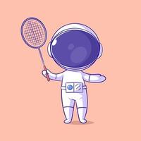 l'astronaute veut jouer au badminton vecteur