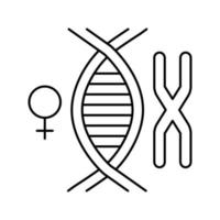 illustration vectorielle de l'icône de la ligne génétique du chromosome féminin vecteur