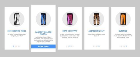 pantalons mode vêtements vêtements onboarding icons set vector