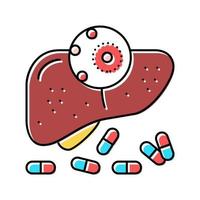médicaments antiviraux hépatite couleur icône illustration vectorielle vecteur