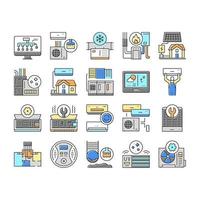 système de conditionnement électronique icônes définies vecteur