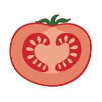 une demi-tomate, une tranche de tomate vecteur