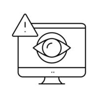 illustration vectorielle de l'icône de la ligne d'espionnage de l'utilisateur de l'ordinateur vecteur