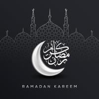 ramadan kareem conception islamique croissant de lune et calligraphie et ligne mosquée vecteur