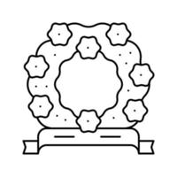 illustration vectorielle d'icône de ligne de couronne funéraire isolée vecteur