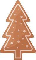 joli pain d'épice de noël. pain d'épice du nouvel an en forme d'arbre de noël. pâtisseries festives. biscuits de noël en forme d'arbre de noël. illustration vectorielle vecteur