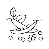 illustration vectorielle de l'icône de la ligne de grain de graine de gousse de pois vecteur