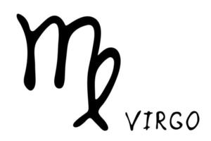 signe du zodiaque vierge dessiné à la main symbole ésotérique doodle élément clipart astrologie pour la conception vecteur