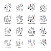 ensemble d'icônes isométriques de services d'ingénierie vecteur