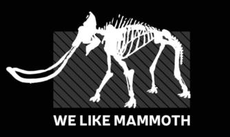 nous aimons le mammouth. sublimation blanc noir avec silhouette avec mammouth pour t-shirt, tasse ou autre. illustration vectorielle. vecteur