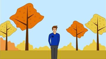 homme dans le parc en automne illustration vecteur