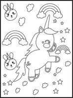 jolis coloriages de licorne kawaii vecteur