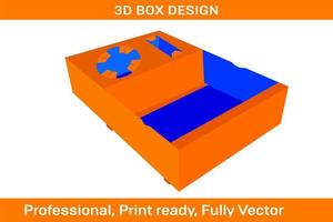 boîte personnalisée avec modèle de découpe de fenêtre et conception de boîte 3d boîte 3d vecteur