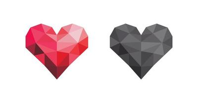 icônes de coeur dans un style low poly. symboles de l'amour. coeurs d'émoticônes. images vectorielles vecteur