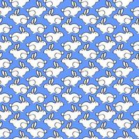 joli motif harmonieux de lapin blanc isolé sur fond bleu. vecteur