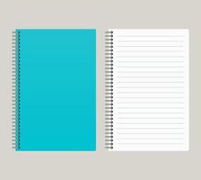 bloc-notes avec une couverture bleue et avec une reliure du côté gauche. illustration vectorielle vecteur