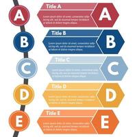 éléments de conception infographique en cinq étapes. modèle de conception infographique étape par étape. illustration vectorielle vecteur