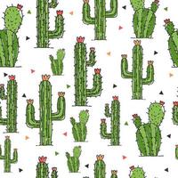 modèle sans couture décoratif dessiné à la main avec cactus vecteur