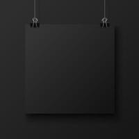 papier noir carré vide sur la maquette du mur vecteur