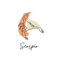 astrologie horoscope symbole zodiaque scorpion signe dans le style d'art en ligne couleur boho vecteur