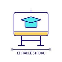 icône de couleur RVB de tableau blanc interactif numérique. équipement de pointe pour les salles de classe. améliorer le processus éducatif. illustration vectorielle isolée. dessin au trait rempli simple. trait modifiable vecteur