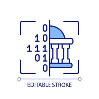 icône de couleur rvb de numérisation du gouvernement. conversion des informations officielles. transformation des données sous forme numérique. illustration vectorielle isolée. dessin au trait rempli simple. trait modifiable vecteur