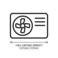 icône linéaire parfaite de pixel de pompe à chaleur à source d'air. appareil de chauffage et de refroidissement. appareil pour la maison et le bureau. illustration de la ligne mince. symbole de contour. dessin de contour vectoriel. trait modifiable vecteur