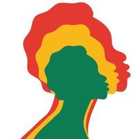 vecteur femme africaine, américaine aux cheveux bouclés. main dessiner silhouette de coiffure féminine afro.mois de l'histoire noire. histoire afro-américaine.