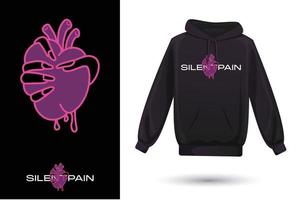 création de logo de douleur silencieuse, art vectoriel de conception de t-shirt