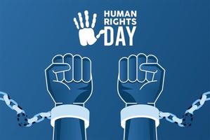 affiche de la journée des droits de lhomme avec les mains brisant les menottes vecteur