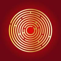 symbole de vecteur de cercle de labyrinthe doré dégradé. icône du logo labyrinthe rond. un jeu de recherche existe à partir d'un chemin circulaire complexe utilisant la logique et l'intelligence.