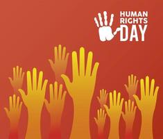 affiche de la journée des droits de lhomme avec la silhouette des mains vecteur