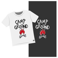 conception de t-shirt de camping dessiné à la main pour les loisirs d'aventure vecteur