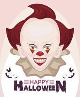 affiche de fête dhorreur halloween heureux avec clown maléfique vecteur