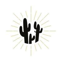 logo silhouette rétro cactus vecteur