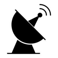 icône de conception solide d'antenne parabolique vecteur